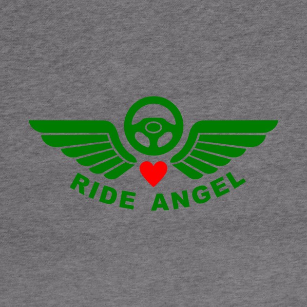 Ride Angel, graphic t-shirt with steering wheel and angel wings for volunteers drivers for helping people in need. by Cat In Orbit ®